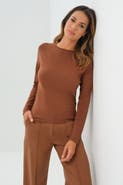 Anatomie Connie Sweater Knit Baseball Sleeve Shirt in Brunette