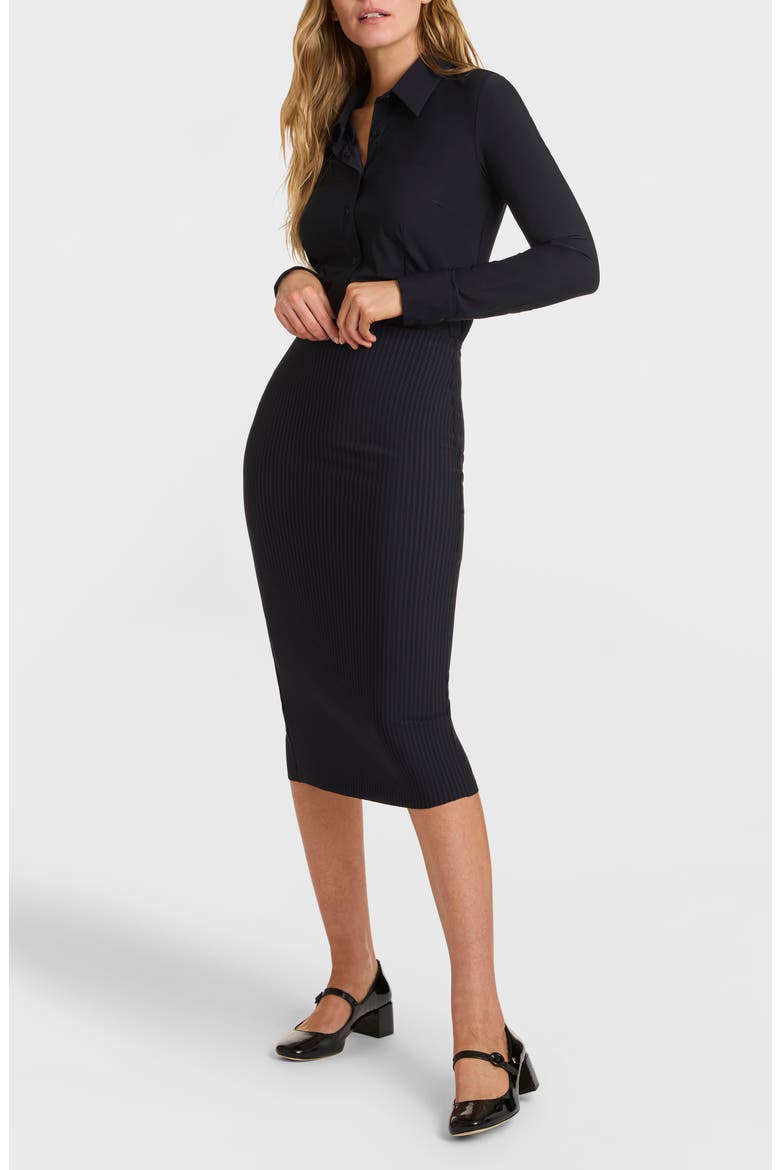 CEO Stripe Neoprene Skirt, Main, color, NAVY STRIPE