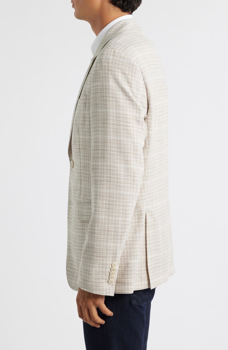 BOSS Jeff Regular Fit Tan Shadow Check Stretch Wool & Silk Blend Sport Coat, Alternate, color, Open White