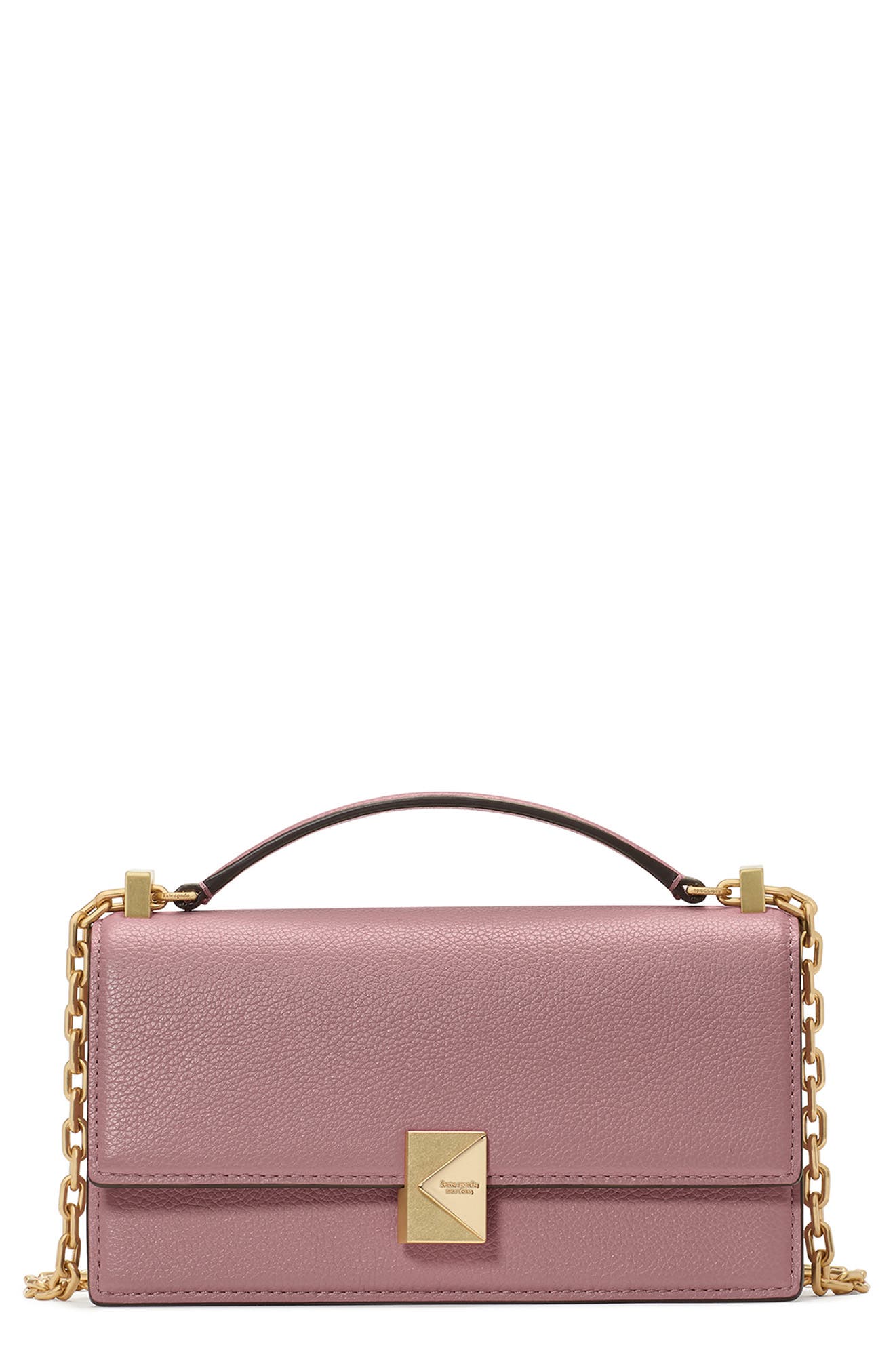 Kate Spade New York deco pebble leather convertible crossbody bag, Main, color, Dusk Rose