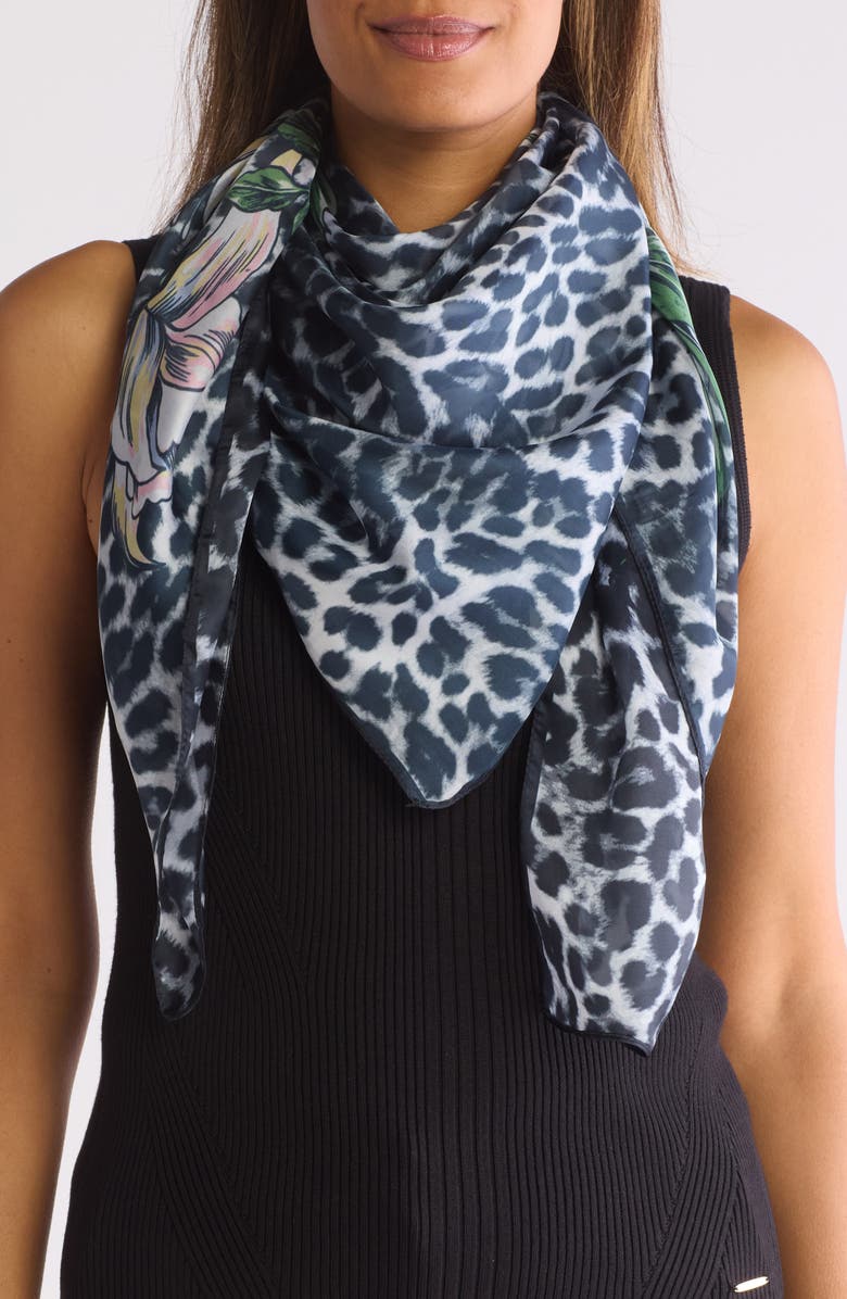 Vince Camuto Peony Leopard Print Scarf, Main, color,