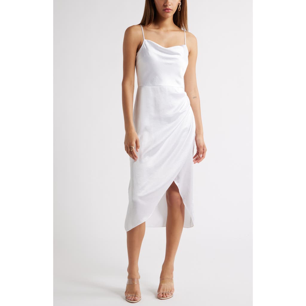 Open Edit Cowl Neck Satin Midi Dress