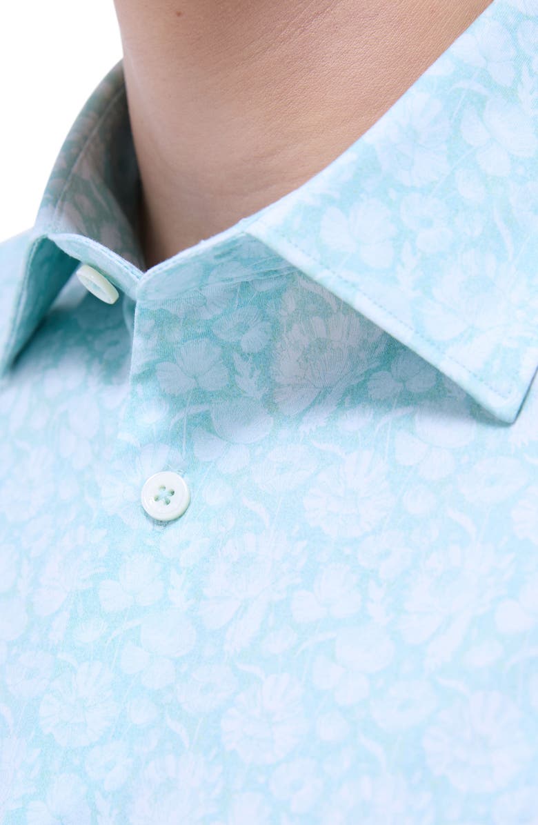 Bugatchi Miles OoohCotton<sup>®</sup> Floral Short Sleeve Button-Up Shirt, Alternate, color, Menthol