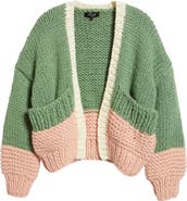 Roffe Accessories Colorblock Chunky Cardigan