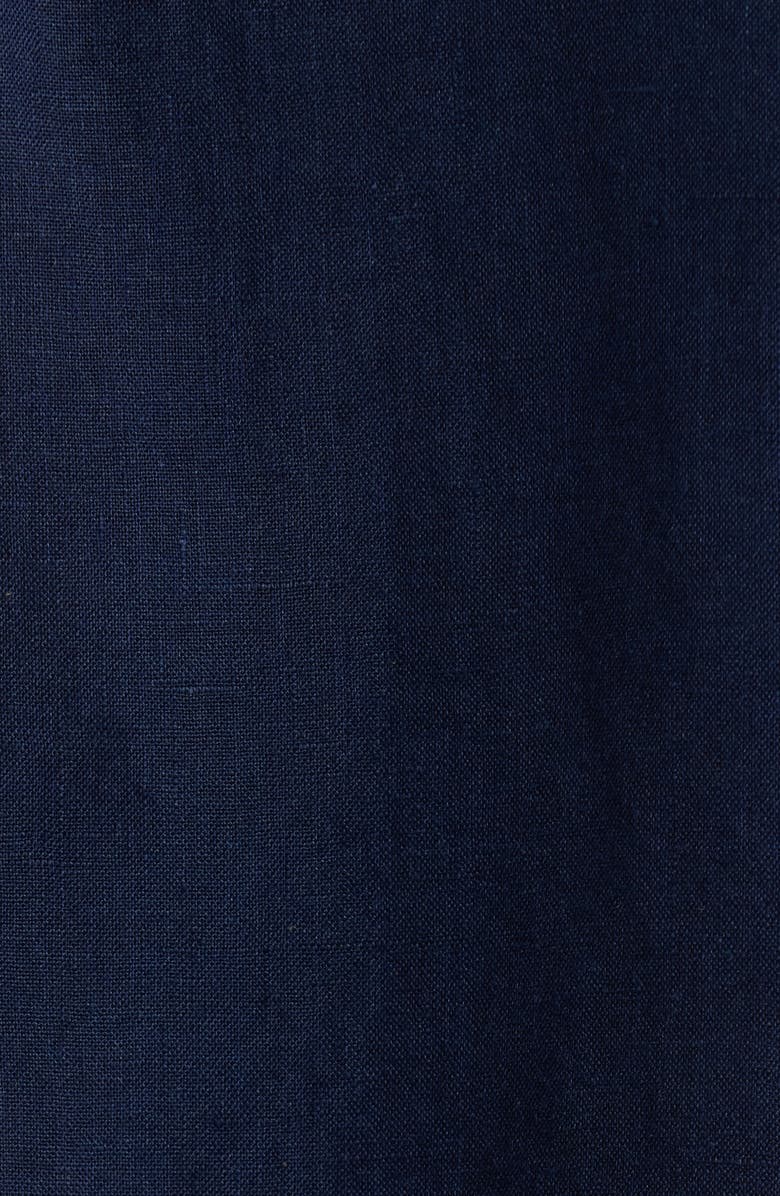 Bugatchi Axel Shaped Fit Linen Button-Up Shirt, Alternate, color, Navy