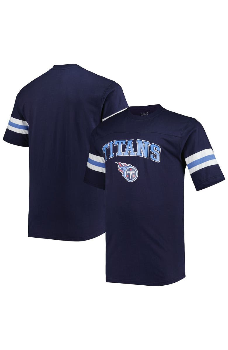 PROFILE Men's Navy Tennessee Titans Big & Tall Arm Stripe T-Shirt, Main, color, 