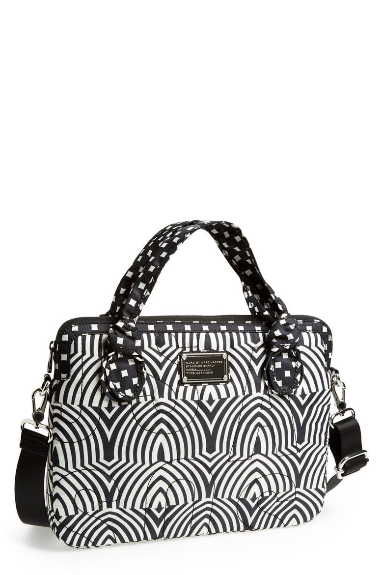 MARC BY MARC JACOBS 'Pretty Nylon Gamma Ray - Computer Commuter' Bag, Main, color, BLACK MULTI
