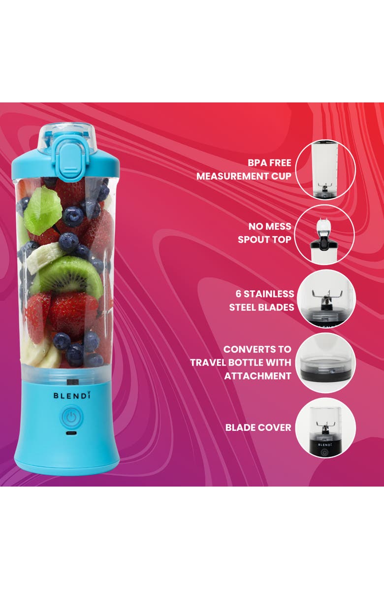Blendi X 24 oz BPA-Free Rechargable Portable Blender, Alternate, color, Turquoise
