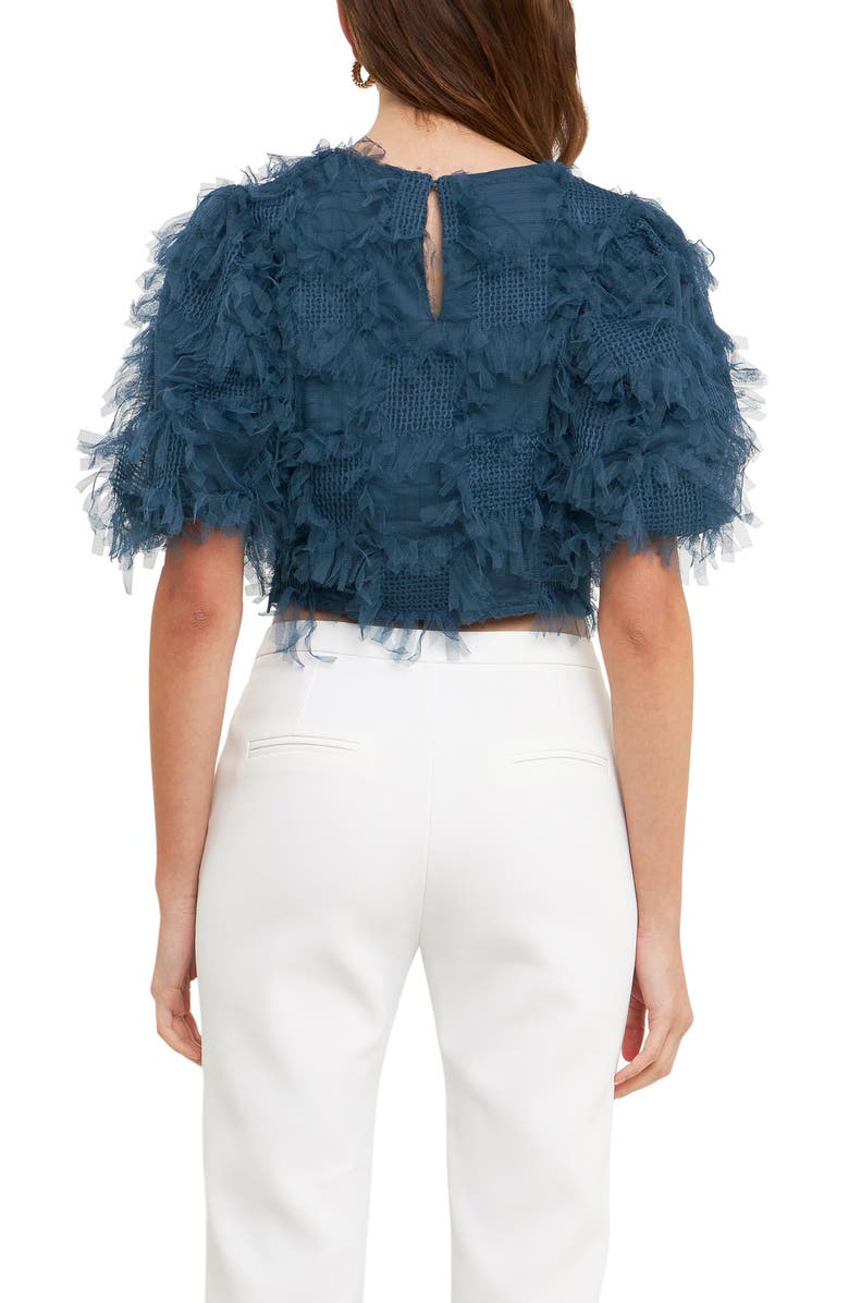 Endless Rose Gridded Tulle Crop Top, Alternate, color, Navy
