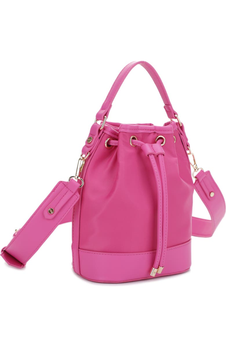 Mali + Lili Ella Nylon & Vegan Leather Bucket Bag, Alternate, color, Fuchsia