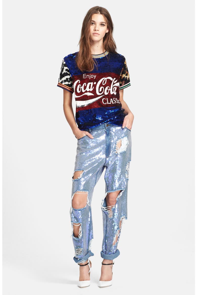 Destroyed Sequin Jeans, Alternate, color, ULTRAVIOLET