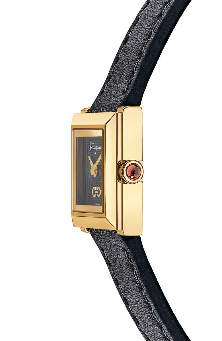 FERRAGAMO Salvatore Ferragamo Square Leather Strap Watch, 19mm, Alternate, color, 