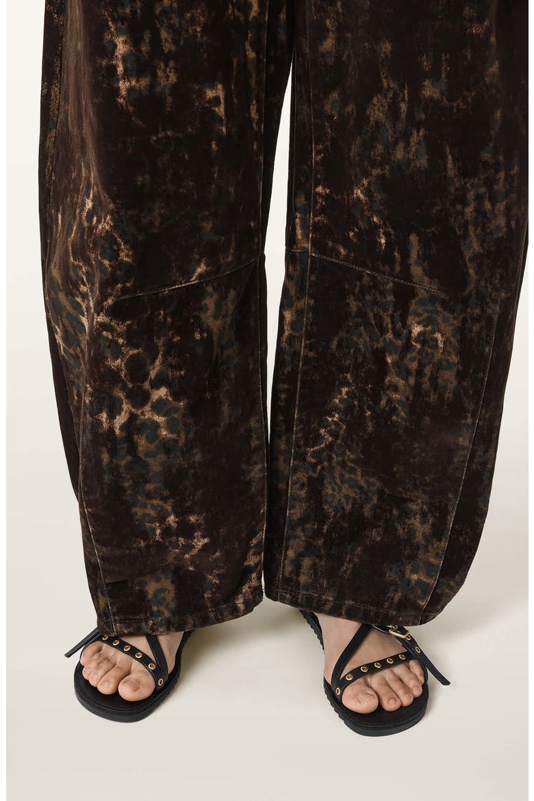 Jett Flock Leopard Print Wide Leg Jeans, Alternate, color, LEPPO BROWN