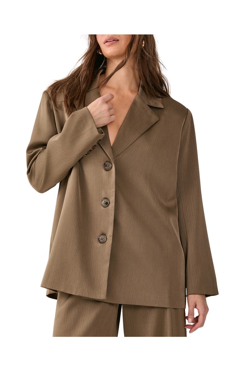 NASTY GAL Satin Pleated Oversized Blazer, Alternate, color, Olive