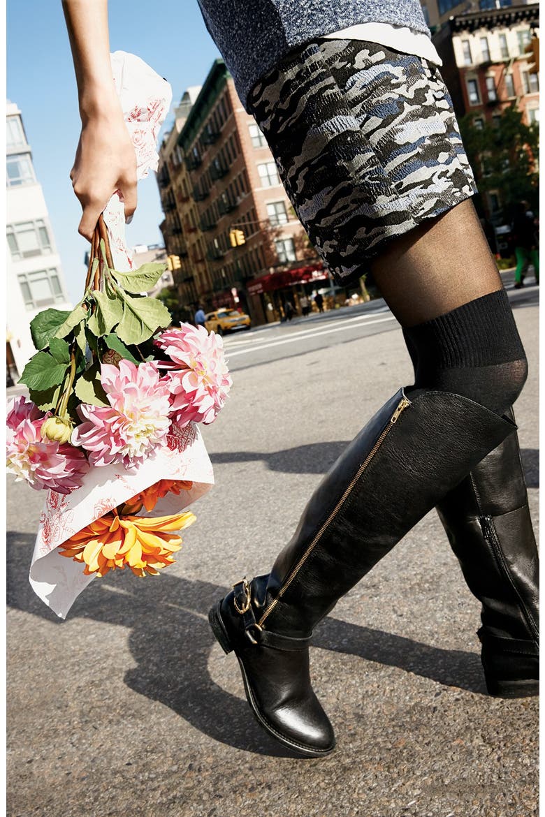 'Secret Socks' Tights, Alternate, color, BLACK