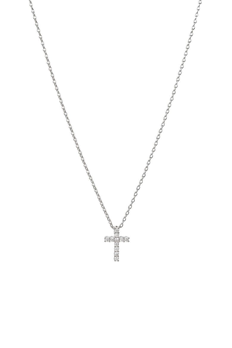 14k Gold Plated Aveline Crystal Cross Necklace Gift Guide, Main, color, Silver