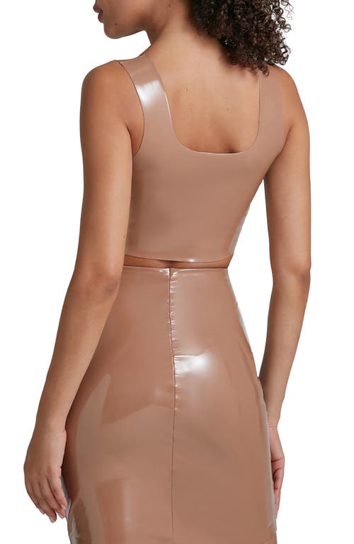 Commando Patent Faux Leather Crop Top In Cocoa