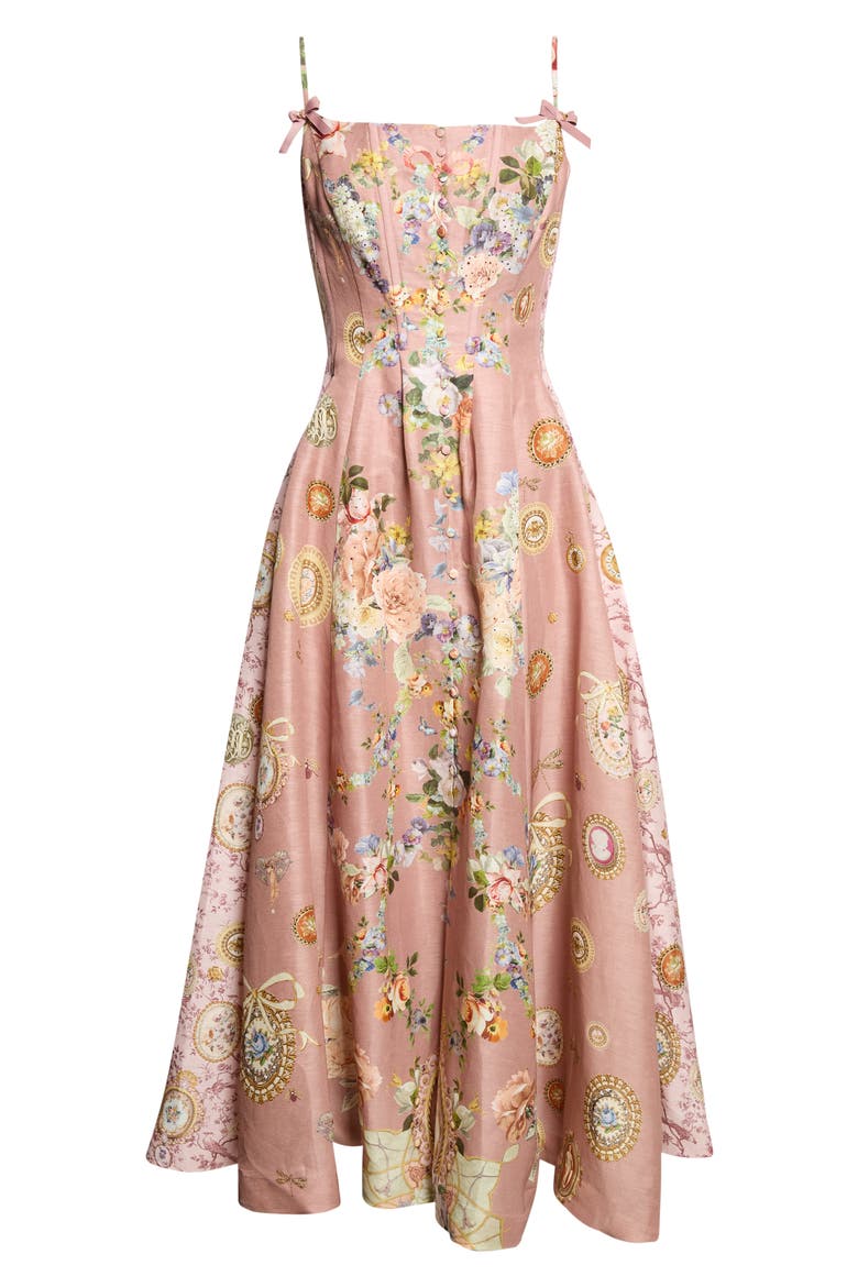 Silk and Linen Corset Dress, Alternate, color, CHAMBER OF BLOOMS