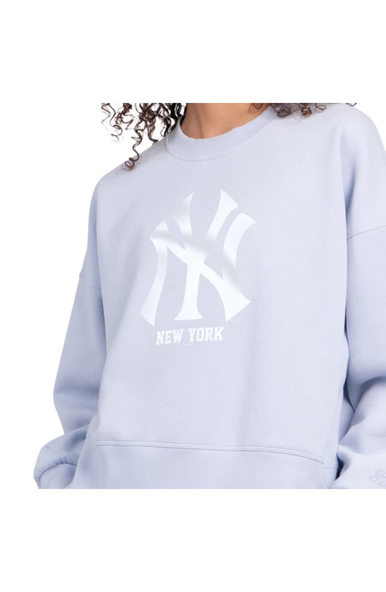 STARTER Women's Starter Light Blue New York Yankees Pastels Boxy Fleece Sweatshirt, Alternate, color, Light Blue