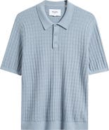 Wax London Naples Diamond Stitch Cotton & Cashmere Polo Sweater