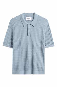 Wax London Naples Diamond Stitch Cotton & Cashmere Polo Sweater