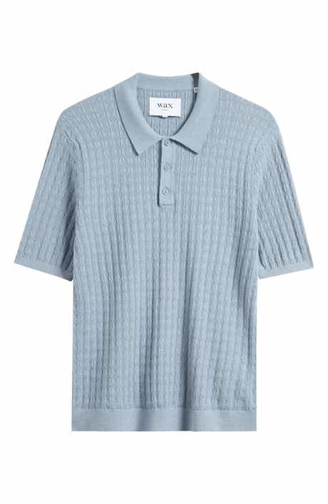Wax London Naples Diamond Stitch Cotton & Cashmere Polo Sweater