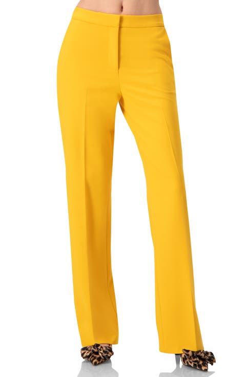 Tailored Yellow Straight-Leg Pants