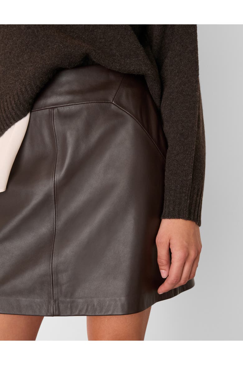 Leather A-Line Skirt, Alternate, color, Brown