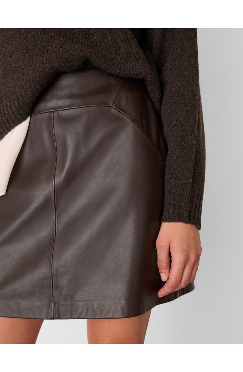 Whistles Leather A Line Skirt, Alternate, color, Brown