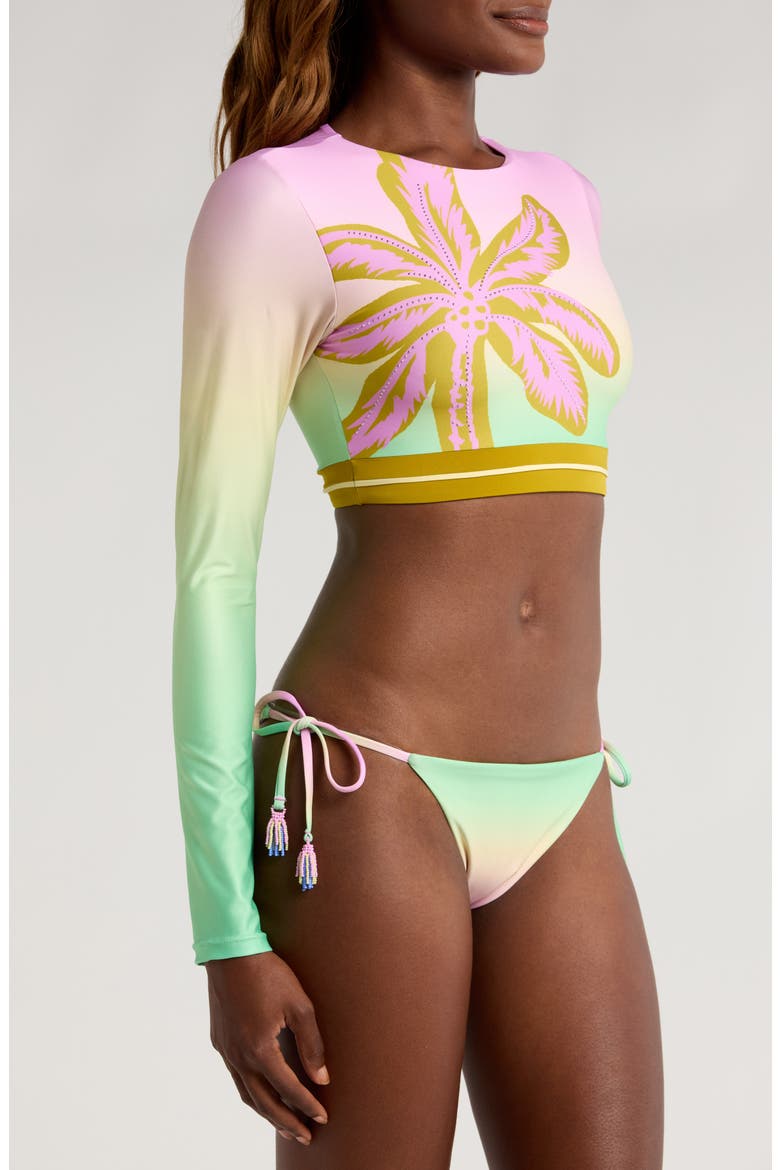 Candy Palms Spectacular Long Sleeve Crop Rashguard, Alternate, color, GREEN