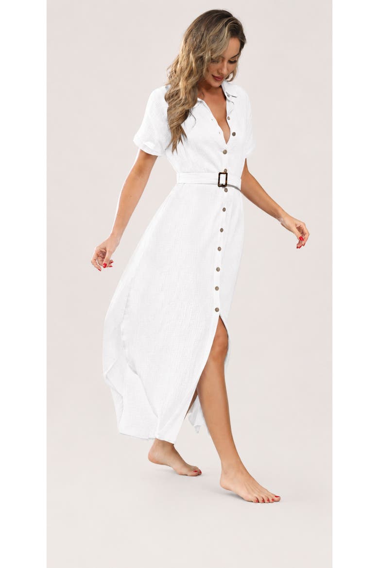 Lightweight Swim Cover-Up Maxi Dress, Alternate, color, White