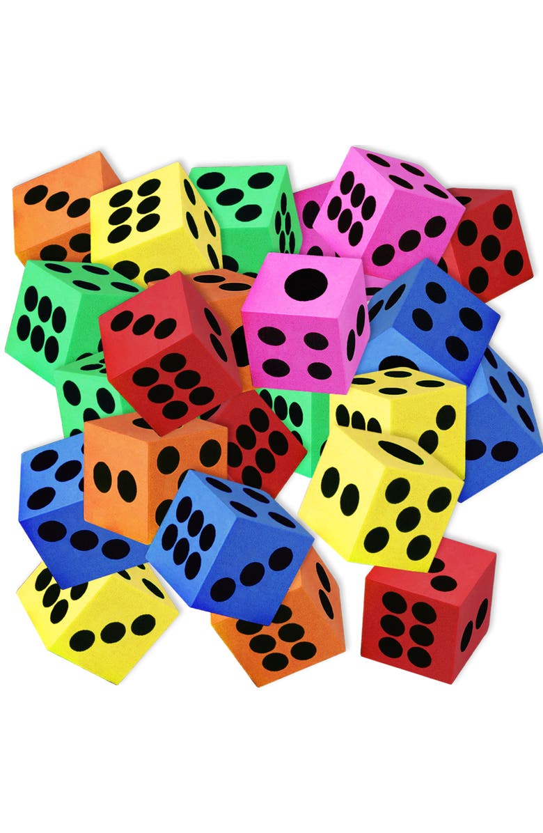 ArtCreativity Foam Dice 24 Pack 1.5 Inch Colorful 6 Sided Dice, Main, color, Multicolored