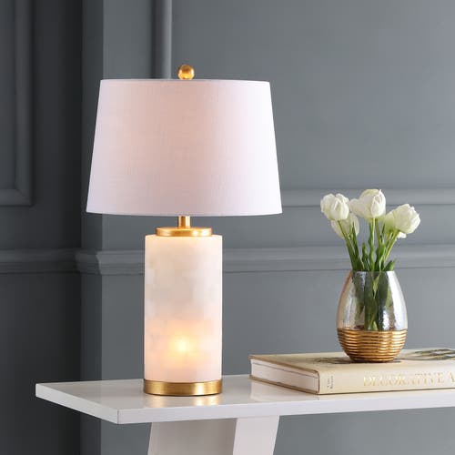 Jonathan Y Eliza 25.5" Alabaster Led Table Lamp, White/gold Leaf In White/gold Leaf