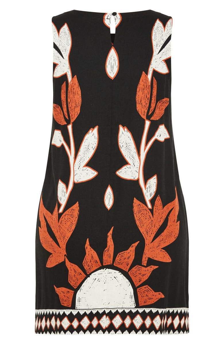 City Chic Nala Botanical Print Sleeveless Shift Dress, Alternate, color, 