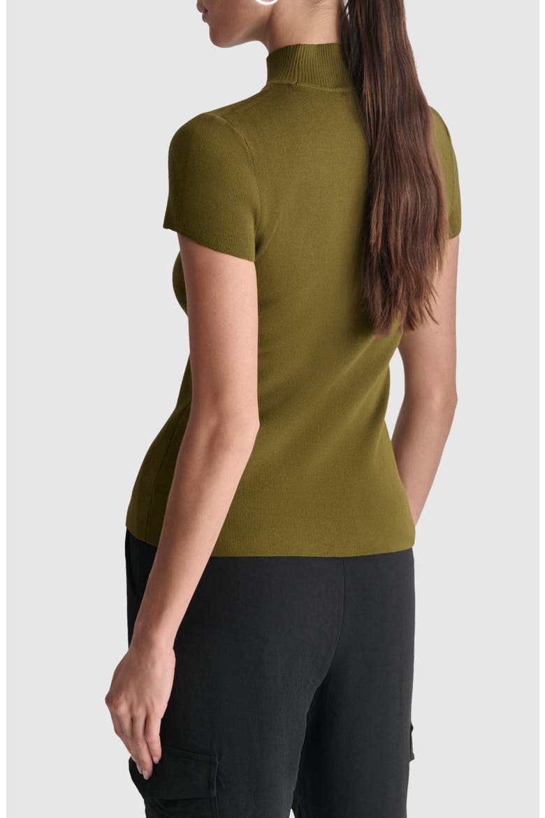 Short Sleeve Mock Neck Knit Top, Alternate, color, DARK OLIVE