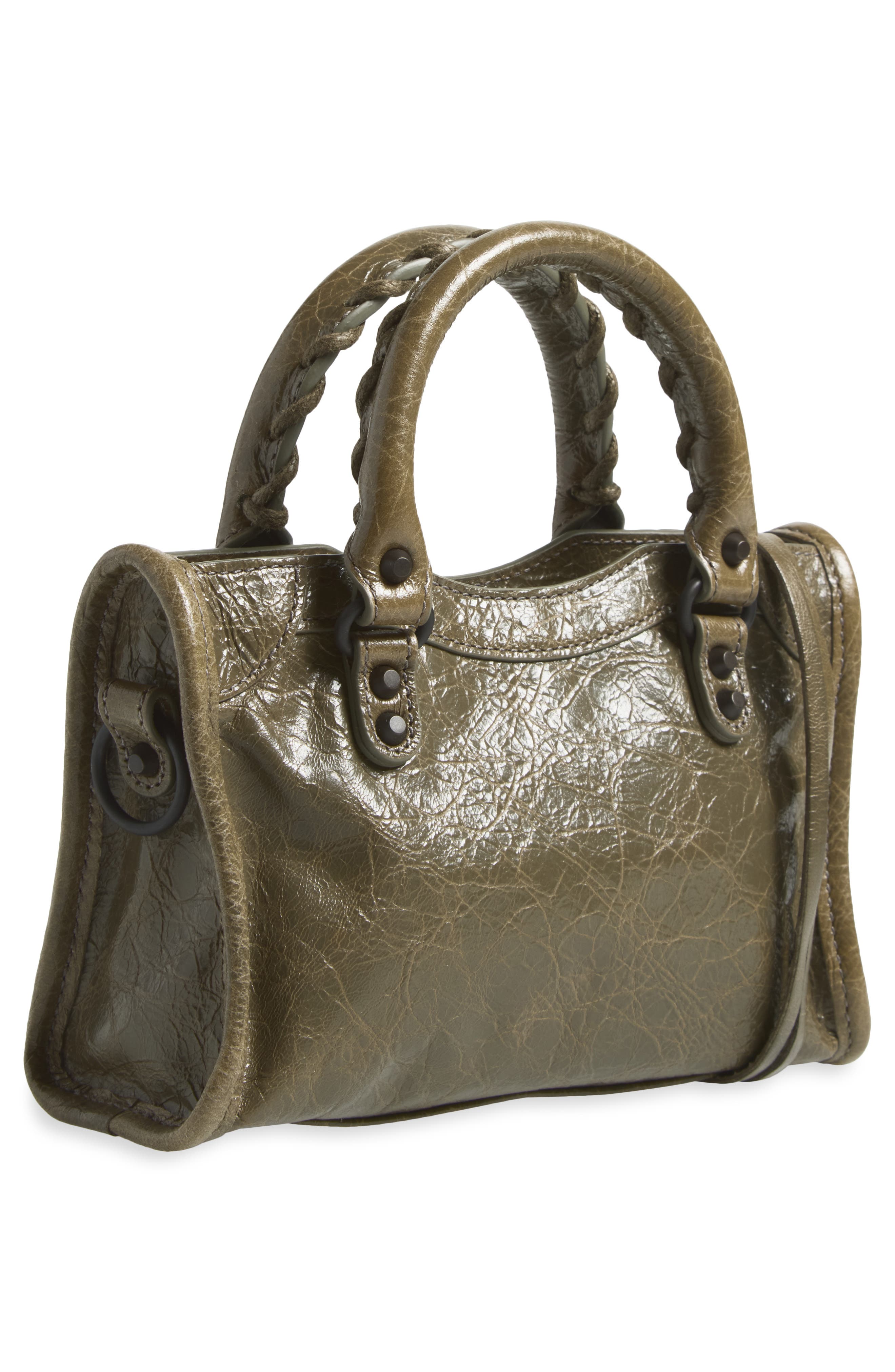 Nano Le City Arena Leather Top Handle Bag, Alternate, color, 3258 ARMY GREEN
