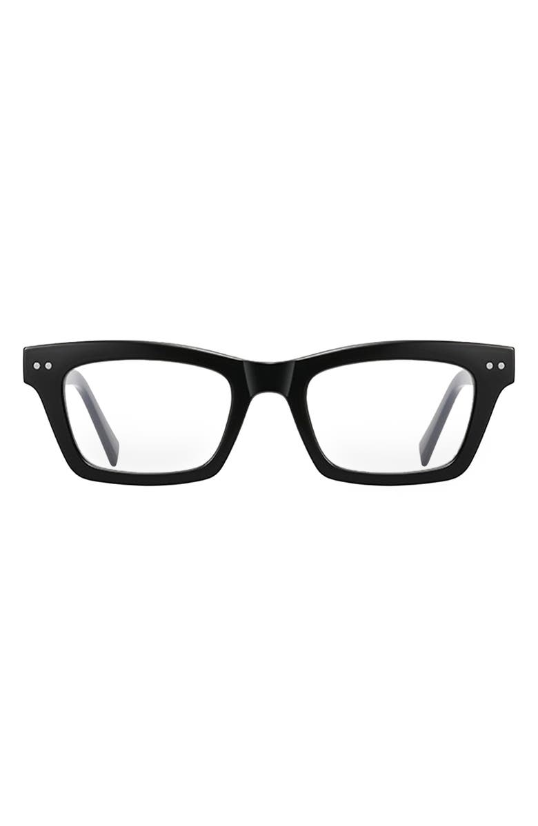 Fifth & Ninth Cove 49mm Rectangular Blue Light Blocking Glasses, Main, color, Black