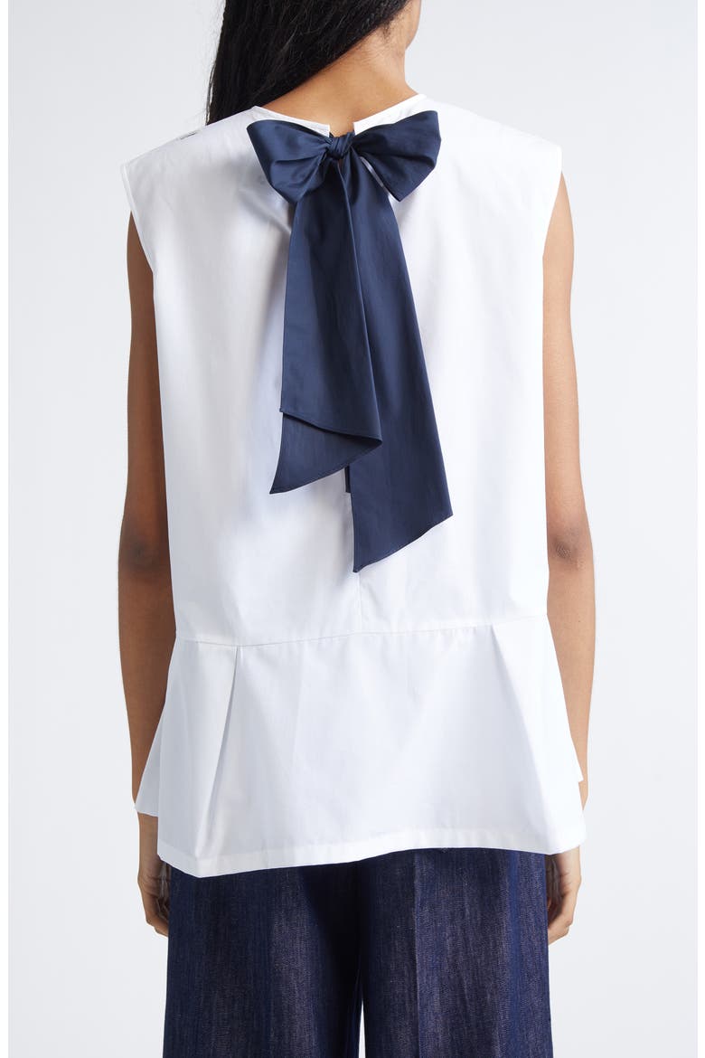 Brava Back Tie Poplin Peplum Top, Alternate, color, WHITE