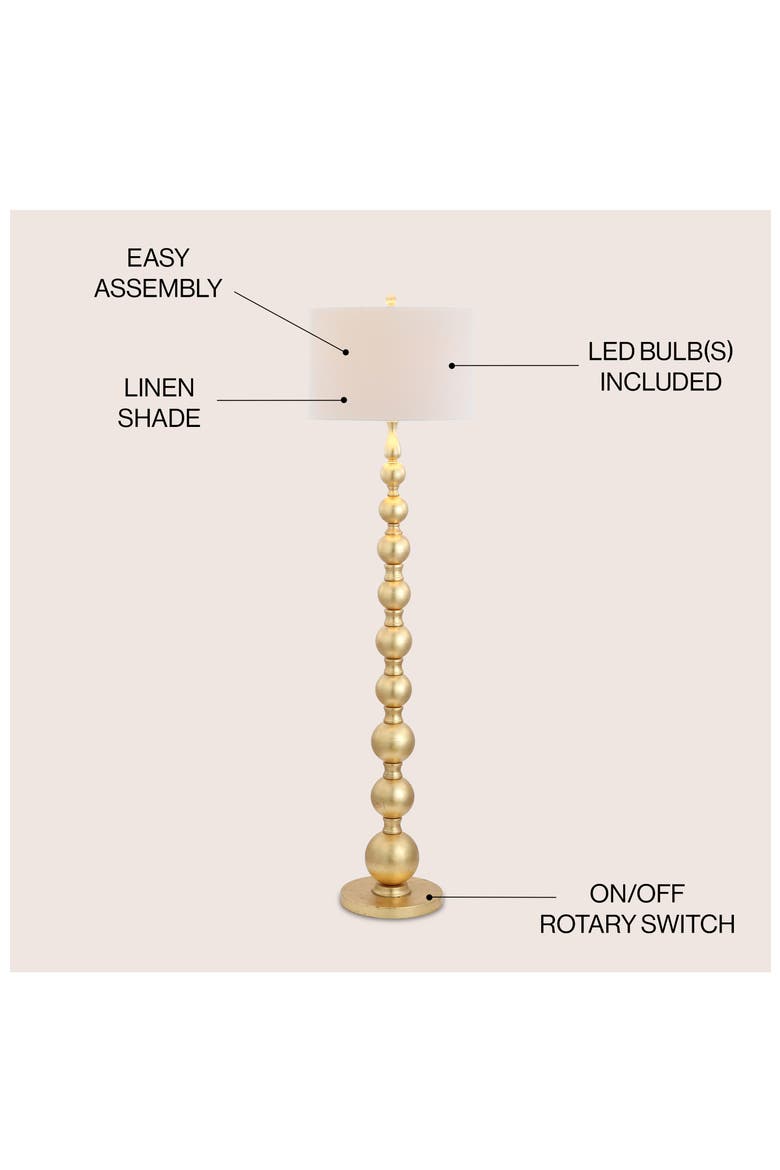 Adriana 62.5" Contemporary Transitional Metal LED Floor Lamp, Gold Painting, Alternate, color, Gold Painting