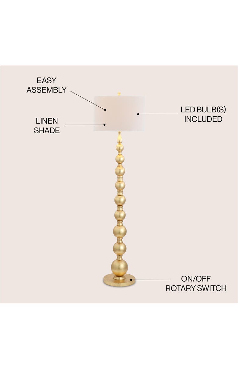 JONATHAN Y Adriana 62.5" Contemporary Transitional Metal LED Floor Lamp, Gold Painting, Alternate, color, Gold Painting