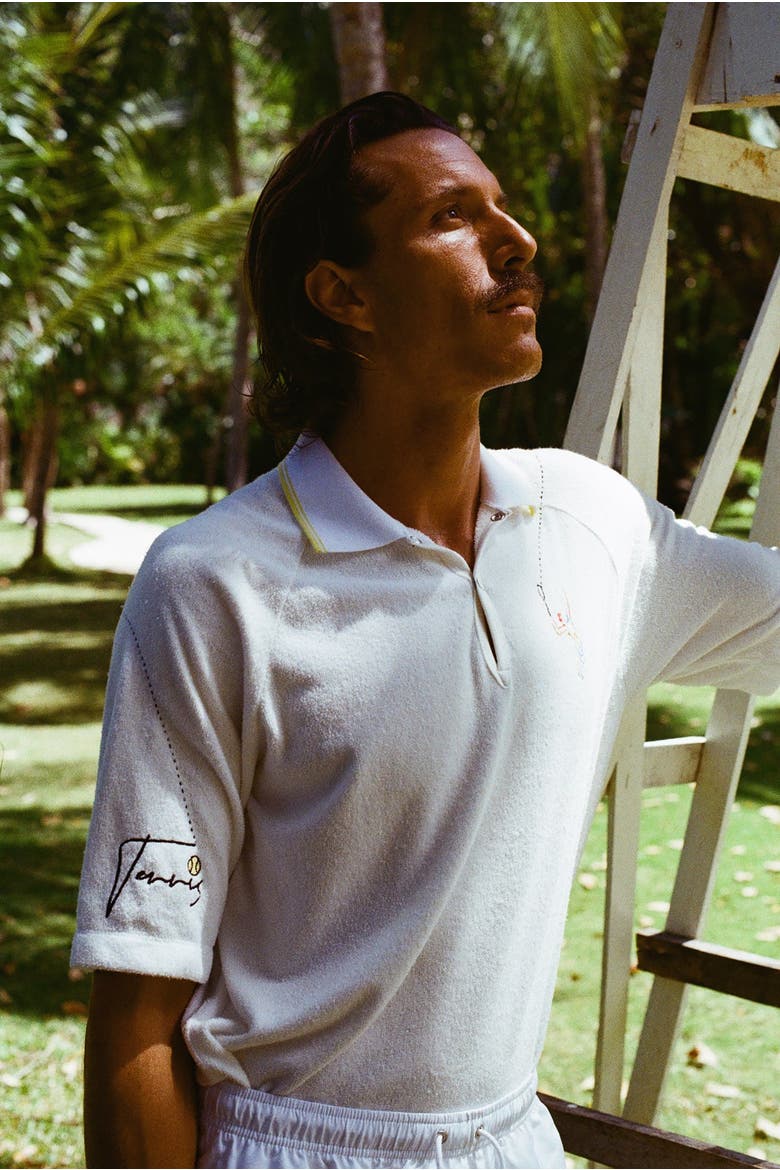 Raglan Terry Polo, Alternate, color, White