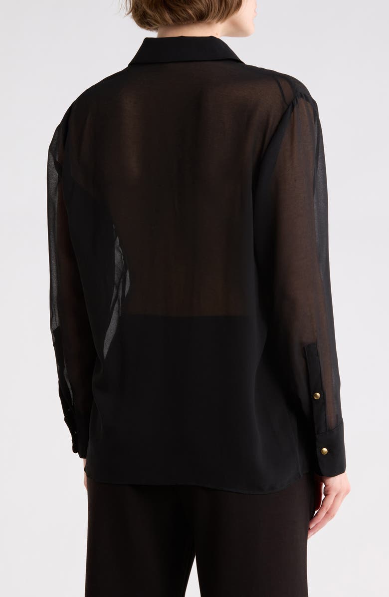 T Tahari Long Sleeve Button-Up Shirt, Alternate, color, Black
