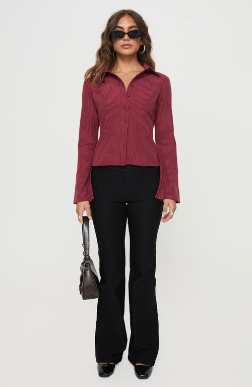 PRINCESS POLLY PRINCESS POLLY ANNI PINSTRIPE LONG SLEEVE BUTTON-UP SHIRT