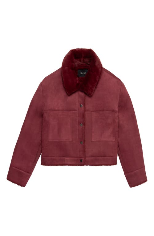 Deluc Mathew Faux Suede & Faux Shearling Jacket In Burgundy