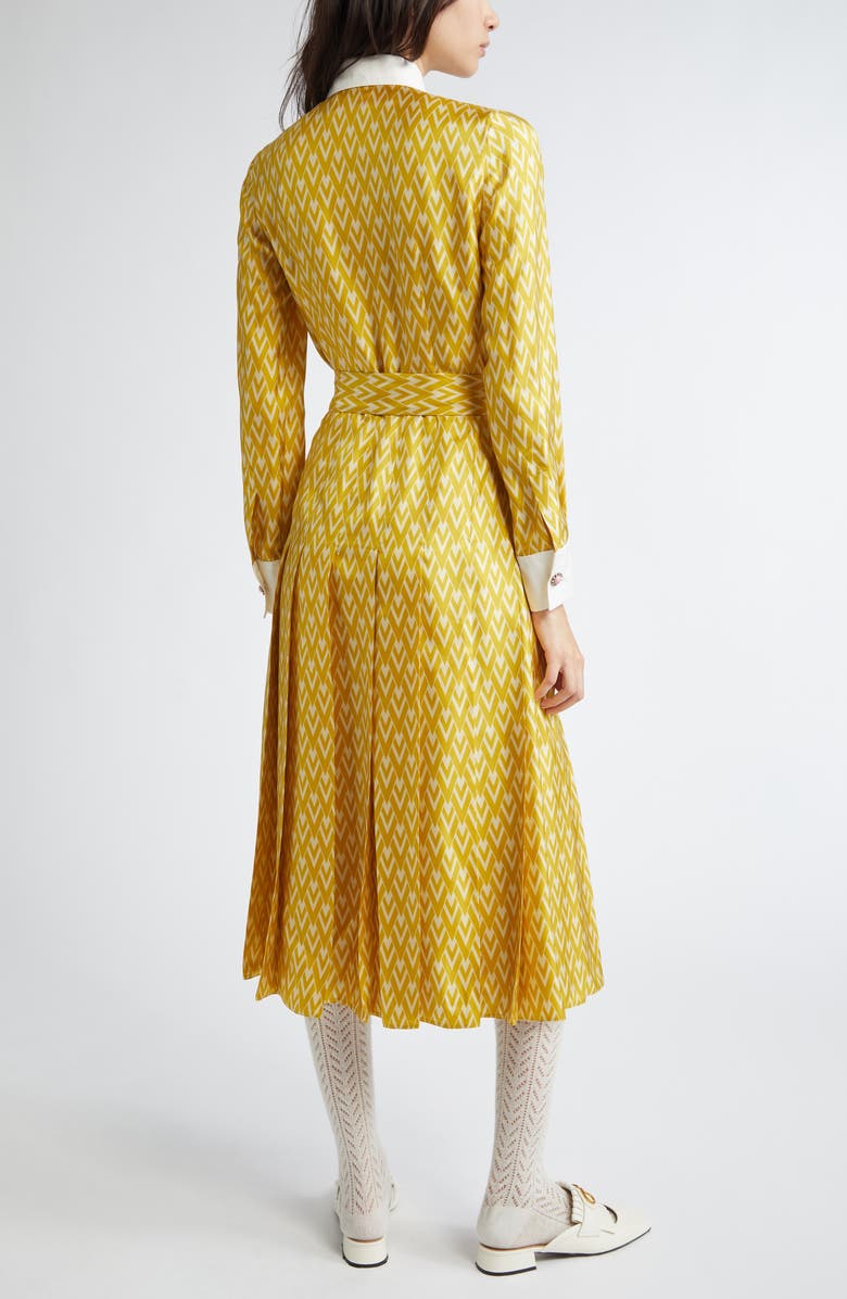 Valentino Garavani Toute la V Belted Long Sleeve Silk Twill Shirtdress, Alternate, color, 