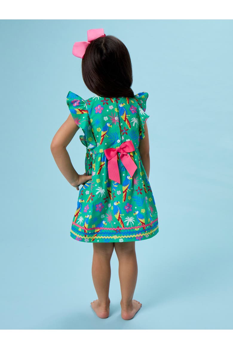 Woven Butterfly Sleeve Bow Dress, Alternate, color, Parrot Palms