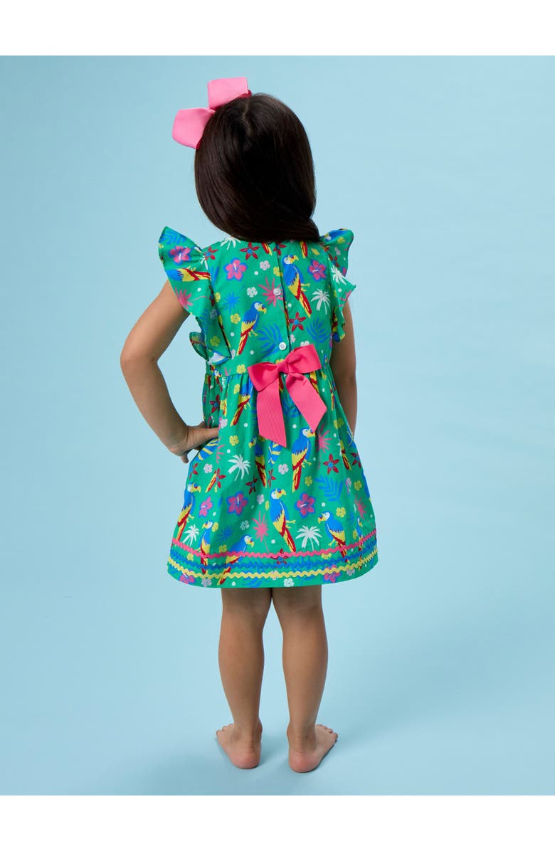 RuffleButts Woven Butterfly Sleeve Bow Dress, Alternate, color, Parrot Palms