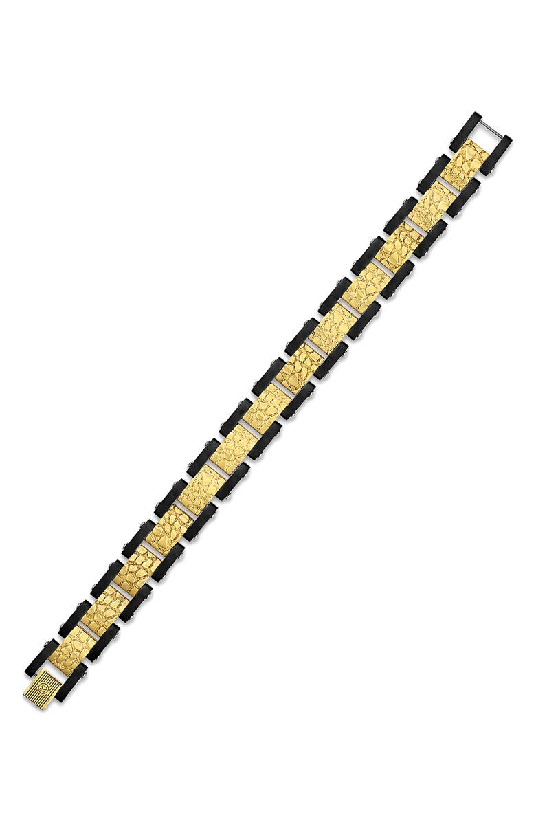 Esquire Men's Two-Tone Nugget Link Watch Band Bracelet, Alternate, color, Gold/ Black Ip Stainless Steel