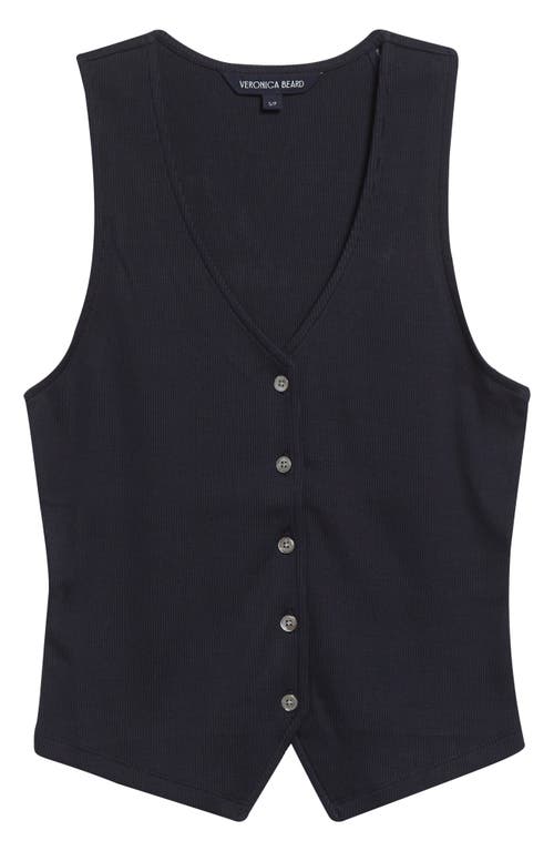 Veronica Beard Hoorne Rib Vest In Black