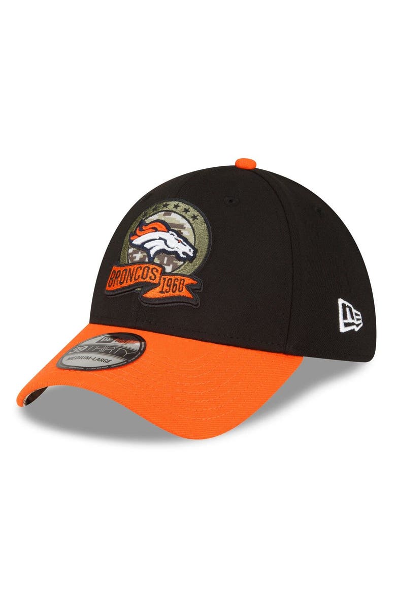 Men's New Era Black/Orange Denver Broncos 2022 Salute To Service 39THIRTY Flex Hat, Alternate, color, Black
